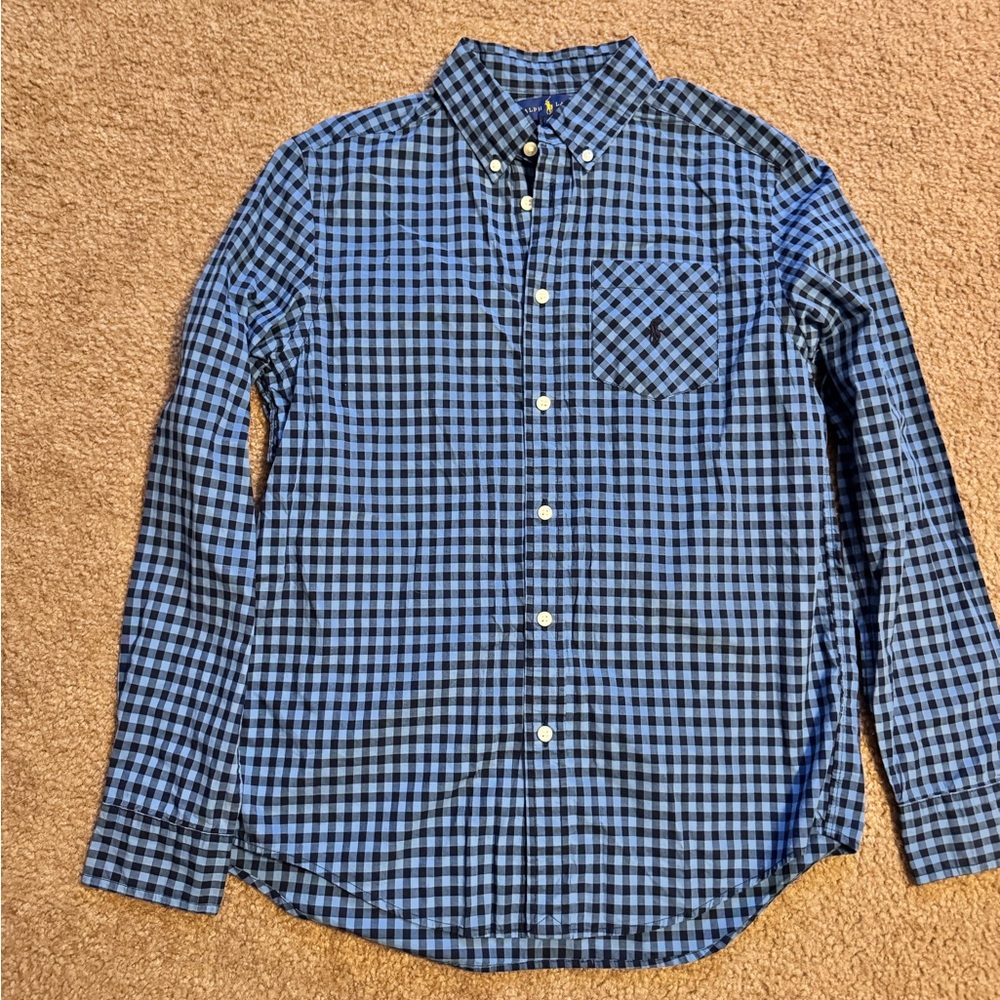 Ralph Lauren Kids Blue and Black Plaid Shirt